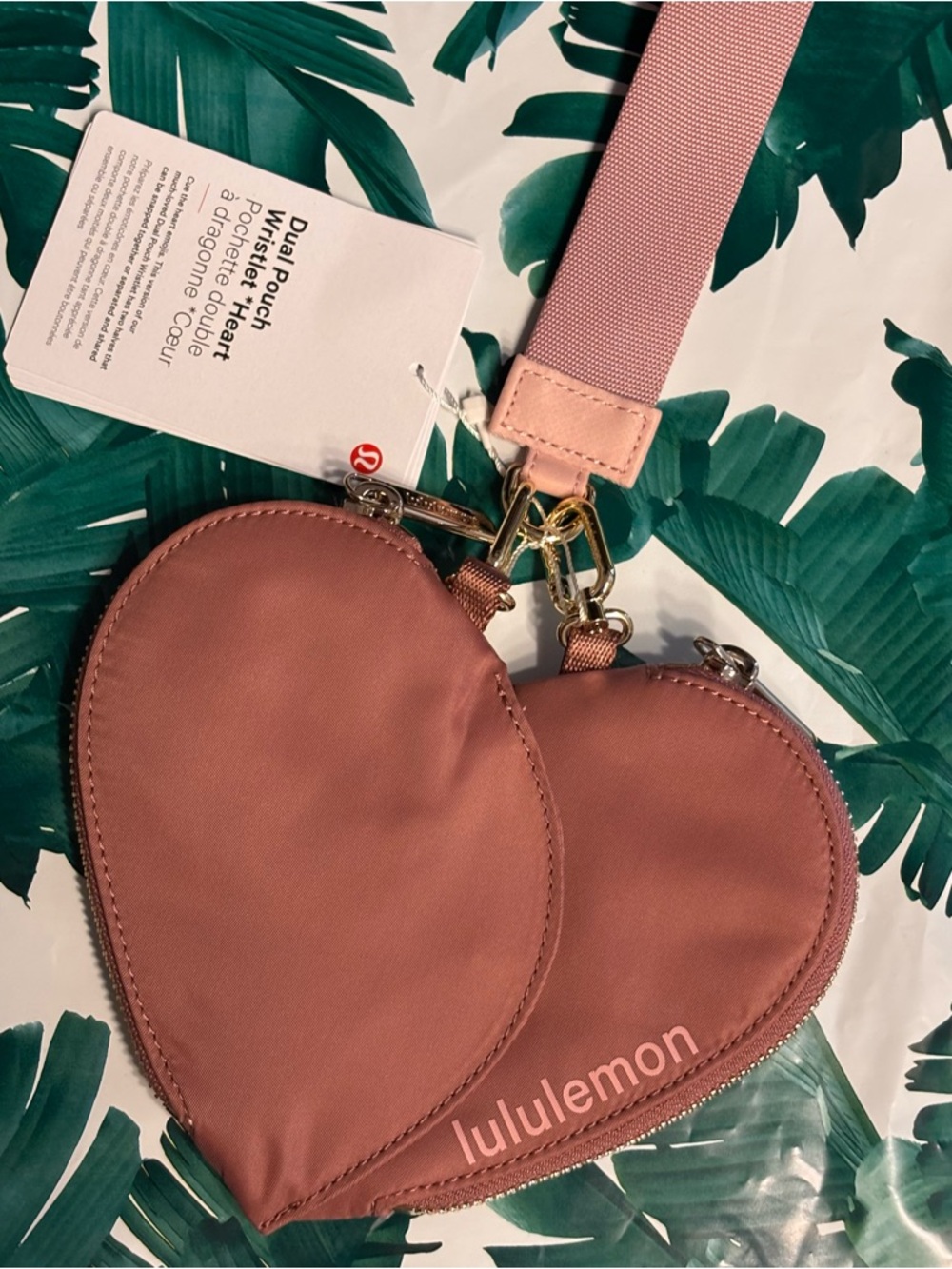 NWT 🍋💗 Lululemon Dual Pouch Heart Crossbody in Spiced Chai/Pink/Gold - Picture 3 of 4